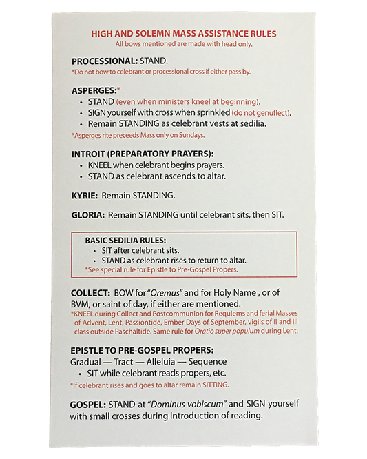 Mass Assistance Card - Romanitas Press