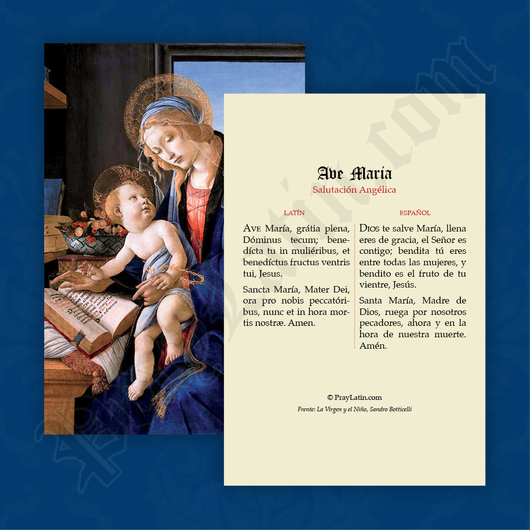 Ave María en latín y español - Estampa de oración