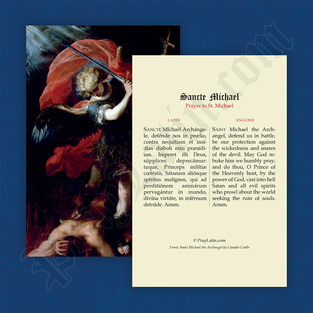 Prayer to St. Michael Latin-English Prayer Card