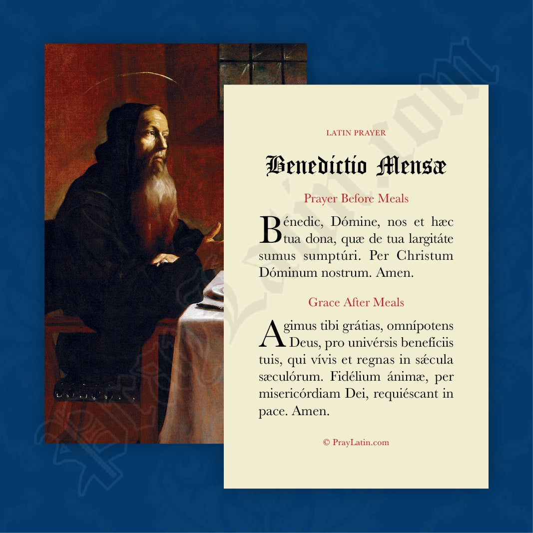 Meal Blessing Prayer Card in Latin