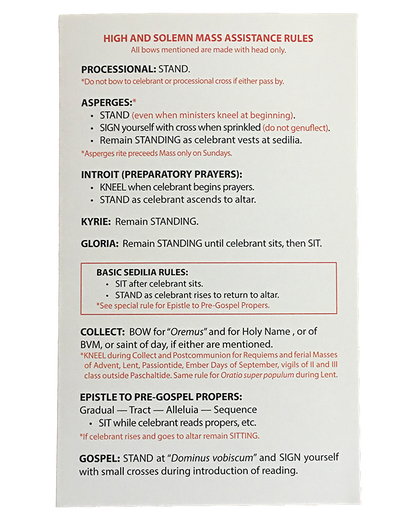 Mass Assistance Card - Romanitas Press