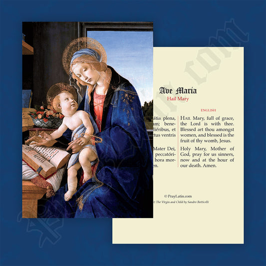 Hail Mary Prayer Card in Latin and English