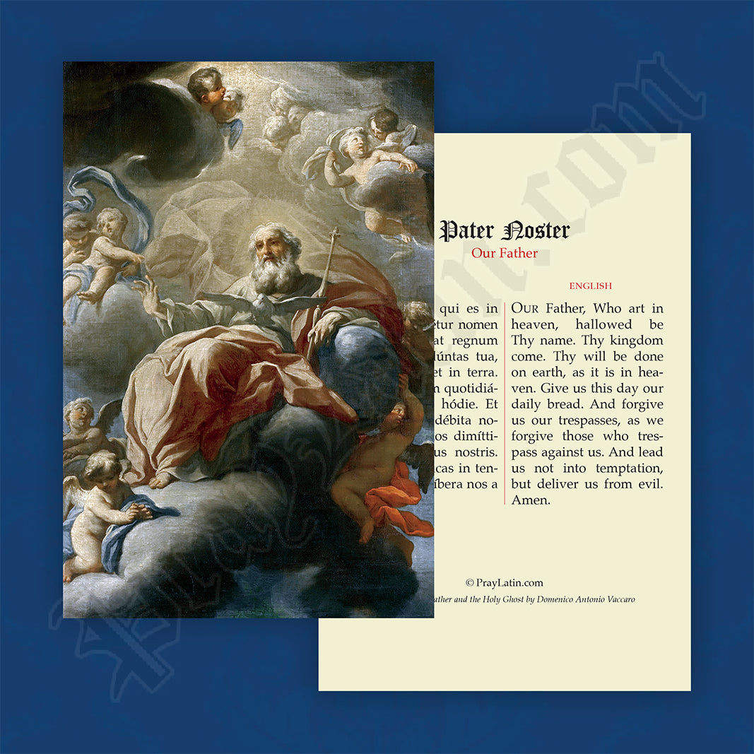 Our Father Prayer Card in Latin and English