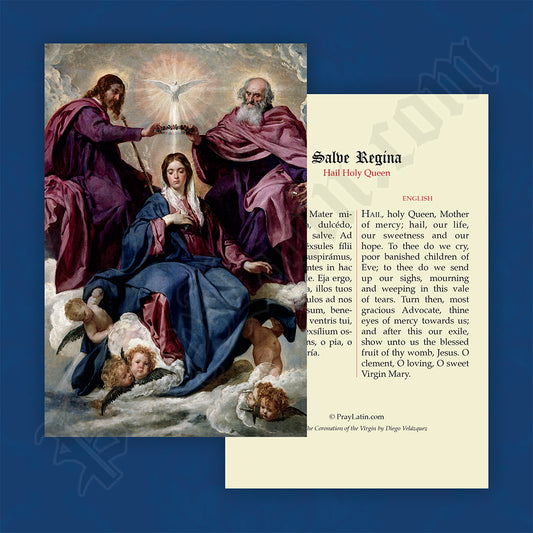 Hail, Holy Queen Prayer Card in Latin and English