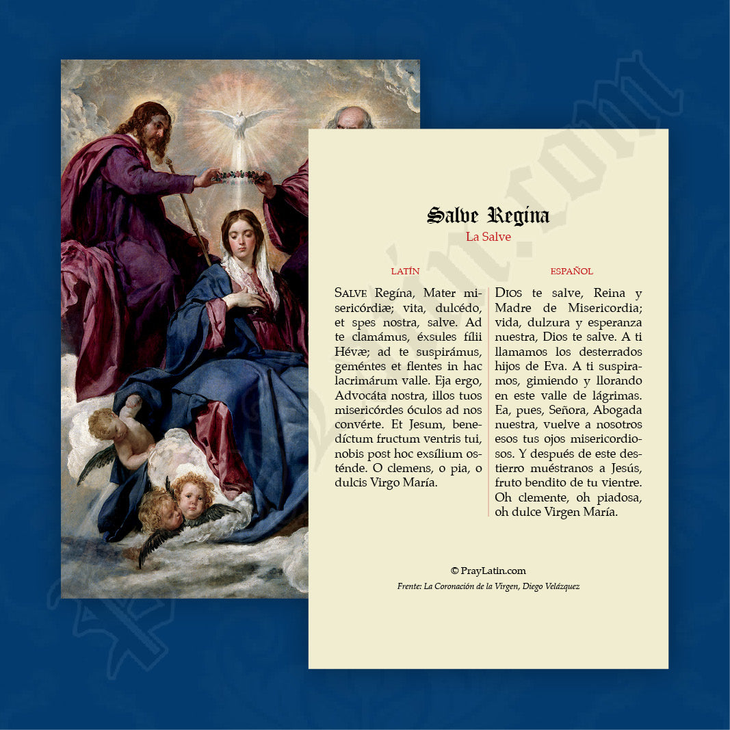 Salve Regina en latín y español - Estampa de oración