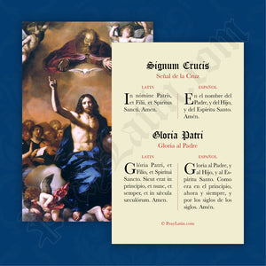 Señal de la Cruz y Gloria al Padre en latín y español - Estampa de oración