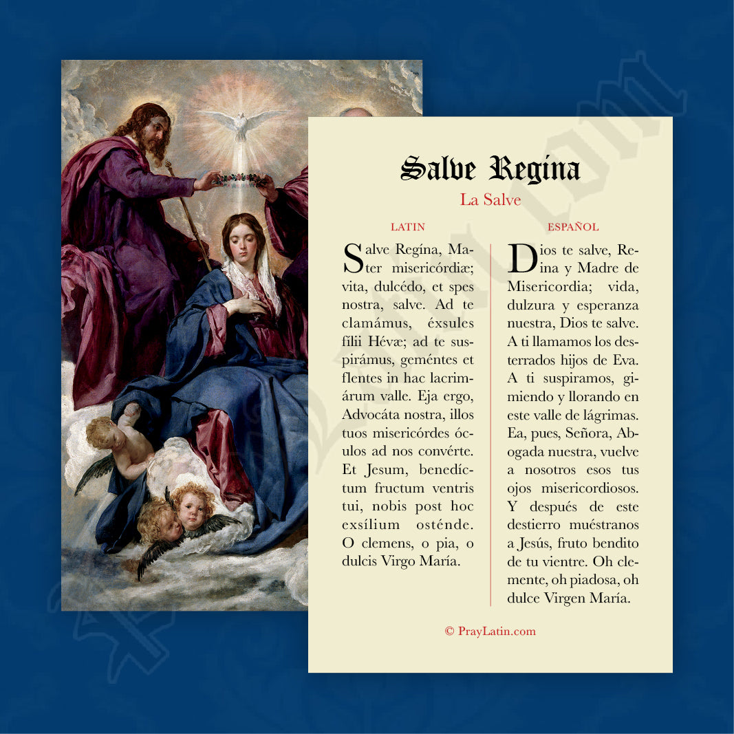 Salve Regina en latín y español - Estampa de oración
