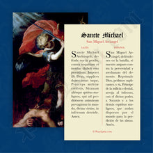 Load image into Gallery viewer, San Miguel Arcángel en latín y español - Estampa de oración
